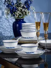 58头青花玲珑餐具·蕉叶 · 6