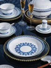 58头青花玲珑餐具·蕉叶 · 7
