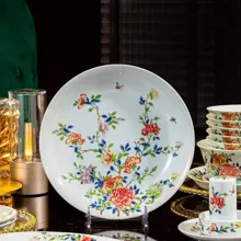 58头青瓷碟戏牡丹餐具（釉中彩） · 5