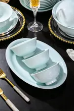 58头青瓷浮雕云揽群山餐具 · 8