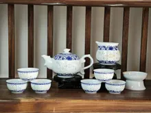 《七彩玲珑缠枝》10头手绘青花茶具 · 1