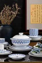 58头青花追梦少年餐具（釉中彩-白瓷） · 2
