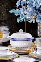 58头青花玲珑餐具-缤纷菱花 · 2