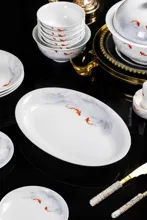 58头高白瓷餐具套装-金鳞逐浪 · 3