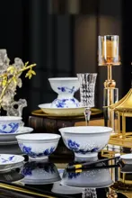 58头手绘青花牡丹玲珑餐具 · 5