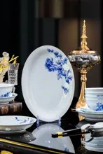58头手绘青花牡丹玲珑餐具 · 7