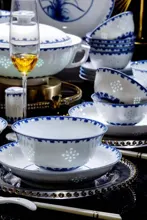 58头青花玲珑餐具-玉兰花 · 4
