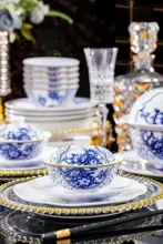 62头青花水立方餐具（釉下彩-白瓷） · 4
