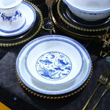 58头青花鱼藻纹玲珑餐具 · 5