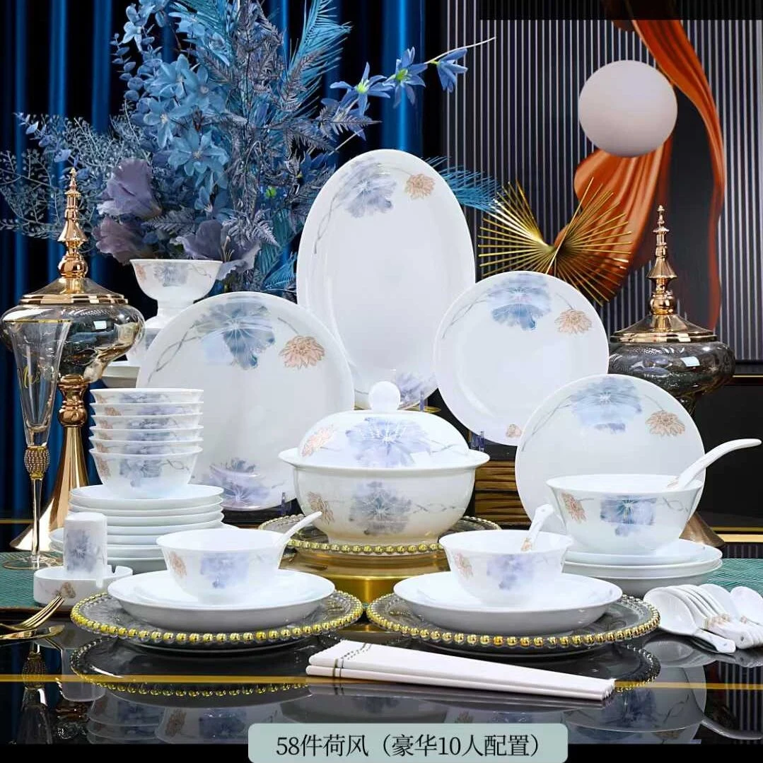 58头·白瓷荷风餐具