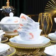 58头·白瓷鱼戏图餐具 · 5