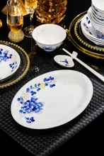 58头釉下手绘青花牡丹七彩玲珑餐具 · 7
