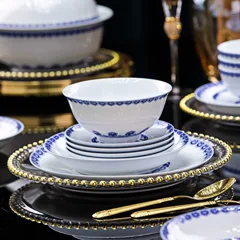 58头釉中青花宝相餐具 · 2