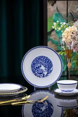 58头青花雀影餐具 · 5
