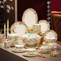 72头百鸟迎春镶金骨瓷餐具 · 5