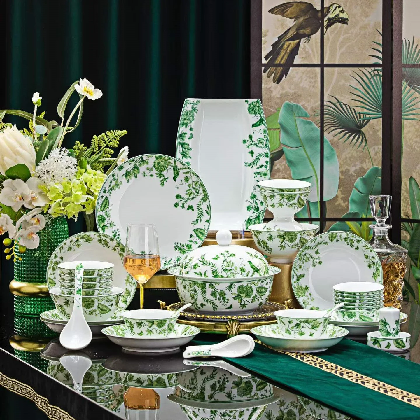 56头·白瓷餐具·丛林