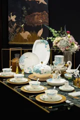 70头描金清香荷韵骨瓷餐具 · 1