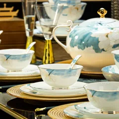 70头描金清香荷韵骨瓷餐具 · 9