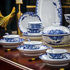 56头鱼跃万里餐具（白瓷） · 5