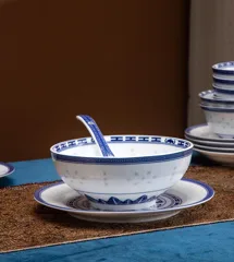 60头青花玲珑盛世红光（釉中彩-白瓷） · 4