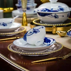 56头青花移步生莲餐具（白瓷） · 4