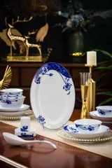 56头青花移步生莲餐具（白瓷） · 8