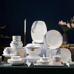 72头水中望月描金骨瓷餐具 · 5