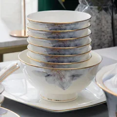 72头水中望月描金骨瓷餐具 · 6