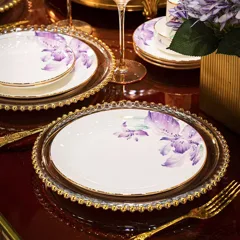 70头描金紫莺花语骨瓷餐具 · 5