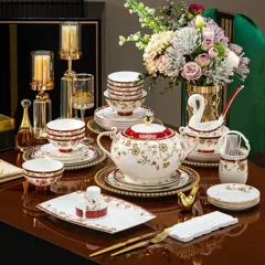 72头描金红锦绣花园骨瓷餐具 · 1