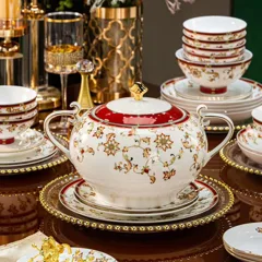 72头描金红锦绣花园骨瓷餐具 · 2
