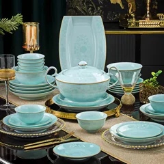 58头描金青瓷王者风范餐具 · 6