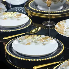 56头白瓷山河图餐具 · 4
