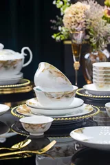 56头白瓷山河图餐具 · 7