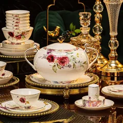 70头描金玫瑰骨瓷餐具 · 2