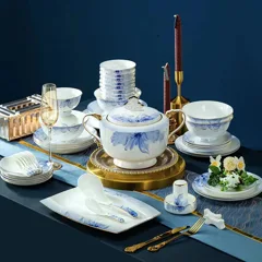 70头·描金水莲花骨瓷餐具 · 6