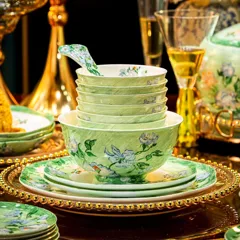 72头白玫瑰镶金骨瓷餐具 · 4