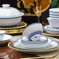 58头青花岁寒三友白瓷餐具 · 4