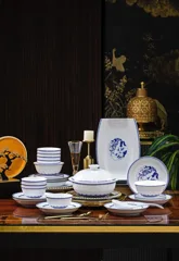 58头青花岁寒三友白瓷餐具 · 6